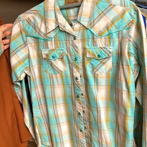 Wrangler Blue Plaid Western Shirt